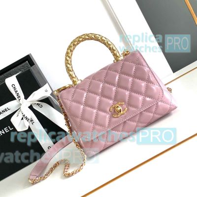 Replica Chane1 Pink Flap Women Bag with Top Handle Mini Size